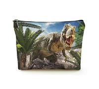 Bolsa de Maquillaje Premium, Bolsas de cosméticos de Viaje de Lino para Mujer, Dinosaurios Gigantes Que destruyen el Parque, Estuche cosmético Duradero