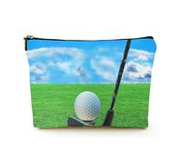 Bolsa de Maquillaje Premium, Bolsas de cosméticos de Viaje de Lino para Mujer, Pelota de Golf sobre césped, Estuche de cosméticos Duradero