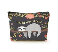 Bolsa de Maquillaje Premium, Bolsas de cosméticos de Viaje de Lino para Mujer, Sigue Tus sueños Perezosos, Estuche cosmético Duradero