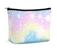 Bolsa de Maquillaje Rainbow Bling Mermaids Bright Bolsa de cosméticos Impermeable para Bolso Glitter PU Bolsa de Maquillaje de Cuero con Cremallera, Neceser de Viaje para Mujer