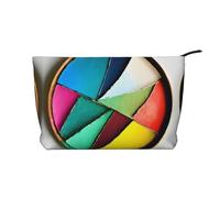 Bolsa de maquillaje redonda de pana, versátil con cremallera para uso diario y organizador de capacidad de viaje, Black, Talla única