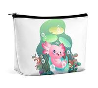Bolsa de Maquillaje Relax Axolotl PU Cuero Impermeable Bolsa de cosméticos para Bolso/Bolsa de Maquillaje/Neceser Lindo Rosa salamandra portátil Bolsa de Maquillaje de Viaje para Mujeres