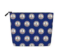 Bolsa de maquillaje resistente al agua con diseño de bandera del estado de Virginia, cáñamo falso, organizador de cosméticos grande, bolsa de viaje con cremallera