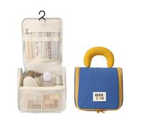 Bolsa de maquillaje resistente al agua, organizador de viaje para accesorios, champú, artículos de tocador, viaje con gancho para colgar, maquillaje cosmético, azul, Mass Beauty