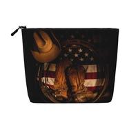 Bolsa de maquillaje reutilizable con bonito estampado de aguacate, organizador de artículos de aseo de viaje, bolsa multiusos para almacenamiento diario de mujeres, Bandera estadounidense con botas