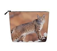 Bolsa de maquillaje reutilizable con bonito estampado de cereza, organizador de artículos de aseo de viaje, bolsa multiusos para almacenamiento diario de mujeres, Canada Lynx, Talla única