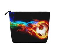Bolsa de maquillaje reutilizable con estampado de caballos, organizador de artículos de aseo de viaje, bolsa multiusos para almacenamiento diario de mujeres, Fire Dragon Roll Soccer, Talla única