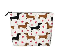 Bolsa de maquillaje reutilizable con estampado de husky siberiano, organizador de artículos de aseo de viaje, bolsa multiusos para almacenamiento diario de mujeres, Dachshunds románticos, Talla única