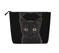 Bolsa de maquillaje reutilizable con estampado de la bandera del Líbano, organizador de artículos de aseo de viaje, bolsa multiusos para almacenamiento diario de mujeres, Black Cute Cat__æ Ǿï¼ š
