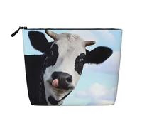 Bolsa de maquillaje reutilizable con estampado de pescadores de lago de pesca, organizador de artículos de aseo de viaje, bolsa multiusos para almacenamiento diario de mujeres, Linda vaca., Talla