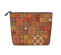 Bolsa de maquillaje reutilizable con estampado de tambor de jazz, organizador de artículos de aseo de viaje, bolsa multiusos para almacenamiento diario de mujeres, Grupo de geométricos marroquíes