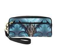 Bolsa de maquillaje reutilizable - Organizador de artículos de aseo de viaje, bolsa pequeña de cuero con estampado completo de dragón volador para mujer, Black, Talla única