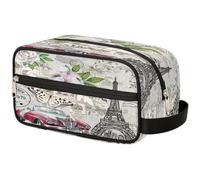 Bolsa de maquillaje romántica con póster de la Torre Eiffel para mujeres, hombres, niños, niñas, niños, bolsa de lavado, bolsa de viaje, artículos de aseo personal, organizador de cosméticos, bolsa de