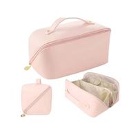 Bolsa de Maquillaje Rosa 23.5x10.5x11cm Bolsa de CosméTicos de Viaje de Gran Capacidad,Bolsa de Lavado de Viaje,Organizadora de Maquillaje PortáTil,para Mujeres de Viaje O Uso Diario