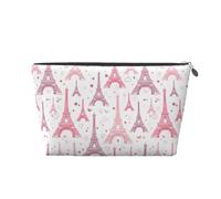 Bolsa de maquillaje rosa de las Torres Eiffel, bolsas de cosméticos, bolsa de aseo de viaje, bolsa de maquillaje para mujeres, bolsa de maquillaje de cuero, bonita bolsa de maquillaje, Silver, Talla