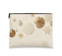 Bolsa de maquillaje Shells, elegante bolsa de viaje para cosméticos costeros para mujer, organizador portátil de lona con cremallera, bolsa de aseo para el cuidado de la piel de vacaciones, Beige, 7x9