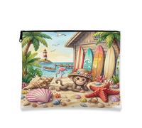 Bolsa de maquillaje Summer Beach Monkey de 7 x 9 pulgadas para bolsa de viaje, bolsa de cosméticos para mujer, organizador portátil de lona con cremallera
