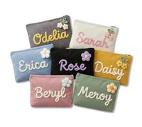Bolsa De Maquillaje Tejida Personalizada, Bolsa De Cosméticos Personalizado con Nombre, Organizador De Bag De Artículos De Tocador De Viaje, Regalo De Cumpleaños/día De La Madre For Mujeres