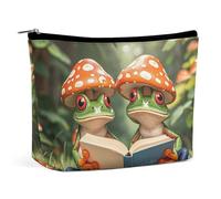 Bolsa de Maquillaje The Frog Family Is Reading para Mujer, portátil, Impermeable, para cosméticos, estética, de Mano, para Viajes y Trabajo.