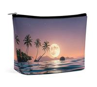 Bolsa de Maquillaje The Moon Above The Ocean para Mujer, portátil, Impermeable, para cosméticos, estética, de Mano, para Viajes y Trabajo.