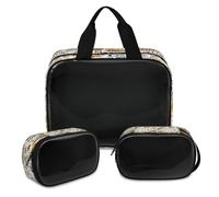 Bolsa de maquillaje translúcida con diseño de Hello Pattern para mujeres y hombres, bolsa de aseo de ducha, 3 piezas, organizador de cosméticos de viaje, color, XL, Neceser de maquillaje