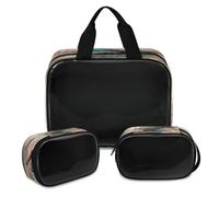 Bolsa de maquillaje translúcida con diseño de pavo real para mujeres y hombres, bolsa de aseo de ducha, 3 piezas, organizador de cosméticos de viaje, color, XL, Neceser de maquillaje