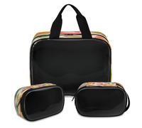 Bolsa de maquillaje translúcida con diseño de setas, manzanas, hojas de arce, para mujeres y hombres, bolsa de aseo de ducha, 3 piezas, organizador de cosméticos de viaje, color, XL, Neceser de