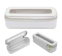Bolsa de maquillaje transparente 7,5 x 2,4 x 2,4 pulgadas Bolsa de cosméticos de viaje impermeable para mujer con ventana transparente y cremalleras dobles Estuche de maquillaje transparente portátil