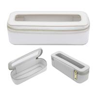 Bolsa De Maquillaje Transparente Bolsa De Cosméticos De Viaje Impermeable De 7, 5X2, 4X2, 4 Pulgadas Con Ventana Transparente Y Cremalleras Dobles Estuche De Maquillaje Portátil PU Blanco