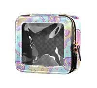 Bolsa de maquillaje transparente con diseño de rayas arcoíris de Cane Candy para viajes, neceser de viaje
