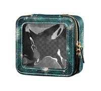 Bolsa de maquillaje transparente con diseño de tarot y luna, color verde y dorado para bolso, bolsas de viaje para artículos de tocador, bolsa de cosméticos para mujer