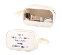 Bolsa de maquillaje transparente Counselor It is Abeautiful Day to Teach Some Coping Skills - Bolsa de cosméticos de piel sintética con asa, Coping Skill Pu, No