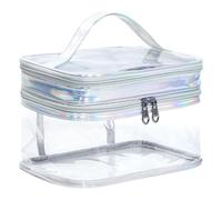 Bolsa de maquillaje transparente de doble capa para viajes