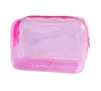 Bolsa de maquillaje transparente de neón pequeña, 7 x 2.3 x 4.7 pulgadas, bolsa de aseo aprobada por la TSA, bolsas de viaje de PVC para artículos de tocador, bolsa de cosméticos transparente para