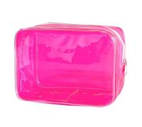 Bolsa de maquillaje transparente de neón pequeña, 7 x 2.3 x 4.7 pulgadas, bolsa de aseo aprobada por la TSA, bolsas de viaje de PVC para artículos de tocador, bolsa de cosméticos transparente para