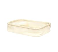 Bolsa de Maquillaje Transparente de PVC con Ribete de Cuero PU, Estuche Elegante y Organizador de Viaje para cosméticos, Ideal para Mujeres, Gimnasio y escapadas Cortas (tamaño pequeño)