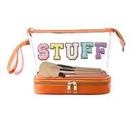 Bolsa de Maquillaje Transparente Grande, Bolsa de cosméticos Multicapa Transparente | Bolsa de Aseo Impermeable para Gimnasio y organización de Maquillaje en el hogar, Brown, Refer to