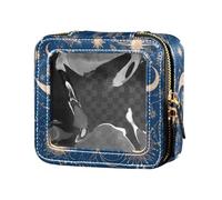 Bolsa de maquillaje transparente impermeable con patrón de flores en rosa, para mujeres y niñas, organizador de cosméticos, neceser de viaje, Mandala Moon Sun Zodiac, Talla única