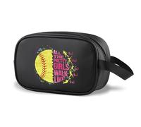 Bolsa de maquillaje transparente inspirada en el sóftbol, con texto en inglés "All The Pretty Girls Walk Like This Baseball Softball", regalo para amantes del deporte, Como este Cbag Eu
