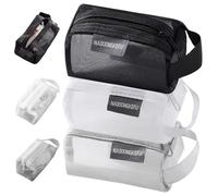 Bolsa de Maquillaje Transparente, Paquete de 3 Bolsas de cosméticos de Malla con Ventana Transparente, pequeñas Bolsas con Cremallera para organización de Bolsos, minibolsas de 4, 3 Pulgadas