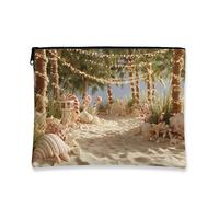 Bolsa de maquillaje tropical, conchas y bastones de caramelo, bolsa de viaje para mujer, organizador portátil de lona con cremallera, bolsa de aseo para el cuidado de la piel, regalo de vacaciones de