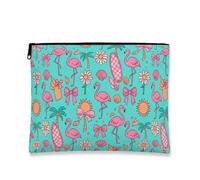 Bolsa de maquillaje tropical divertida, bolsa de viaje para mujeres, organizador portátil de lona con cremallera, bolsa de aseo para el cuidado de la piel de verano, Aqua, 7x9 Inch, Pájaro tropical