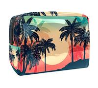 Bolsa de maquillaje verde camaleón en rama de hojas tropicales, bolsa con cremallera, organizador de cosméticos de viaje para mujeres y niñas, Multicolor 08, 18.5x7.5x13cm/7.3x3x5.1in, Estuche de