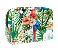 Bolsa de maquillaje verde camaleón en rama de hojas tropicales, bolsa con cremallera, organizador de cosméticos de viaje para mujeres y niñas, Multicolor 07, 18.5x7.5x13cm/7.3x3x5.1in, Estuche de