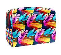 Bolsa de maquillaje verde camaleón en rama de hojas tropicales, bolsa con cremallera, organizador de cosméticos de viaje para mujeres y niñas, Multicolor 04, 18.5x7.5x13cm/7.3x3x5.1in, Estuche de