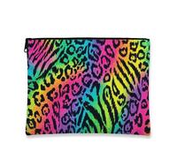 Bolsa de maquillaje vibrante, bolsa de viaje con estampado animal arcoíris para mujer, organizador portátil de lona con cremallera, divertido regalo de aseo, Arco iris, 7x9 Inch, Bolsa