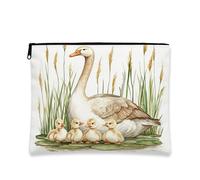 Bolsa de Maquillaje Vintage con diseño de Pato de Acuarela, Bonita Bolsa de cosméticos para Mujer, Organizador portátil de Lona con Cremallera, Neceser de Viaje de Primavera de 18 x 23 cm.