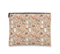 Bolsa de maquillaje vintage para hornear, galletas fantásticas y mezcladora, bolsa de viaje para mujeres, organizador portátil de lona con cremallera, Beige, 7x9 Inch, Hornear