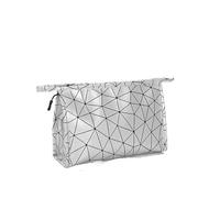 Bolsa de Maquillaje Waterproof Cosmetic Bag Women PU Leather Toiletry Make Up Organizer Travel Wash Bags Shower Makeup Storage Pouch(L - Silver)