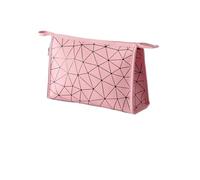 Bolsa de Maquillaje Waterproof Cosmetic Bag Women PU Leather Toiletry Make Up Organizer Travel Wash Bags Shower Makeup Storage Pouch(L- Pink)